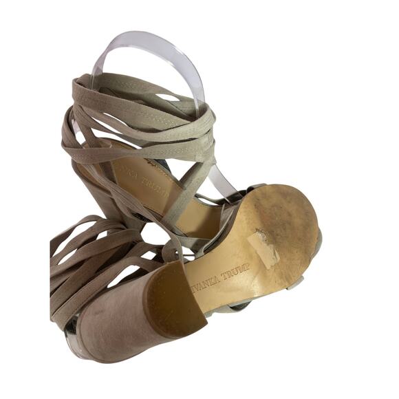 Ivanka Trump Taupe Suede Lace Up Strappy Heel 8 1/2 - Picture 8 of 8